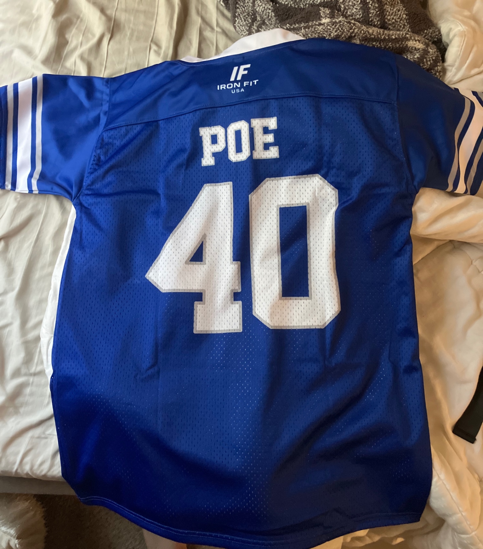 Poe #40 royal blue custom fan jersey back